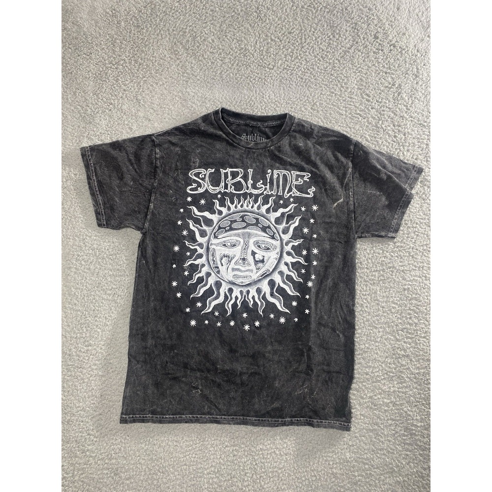 Sublime Classic‎ Sun Black Gray Acid Wash Graphic Print Shirt Unisex Size Medium